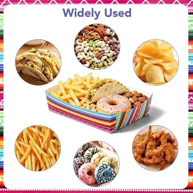 Alt view image 5 of 6 - 54 Pcs Mexican Food Trays, Disposable Paper Snack Boats, 2 Lb Capacity