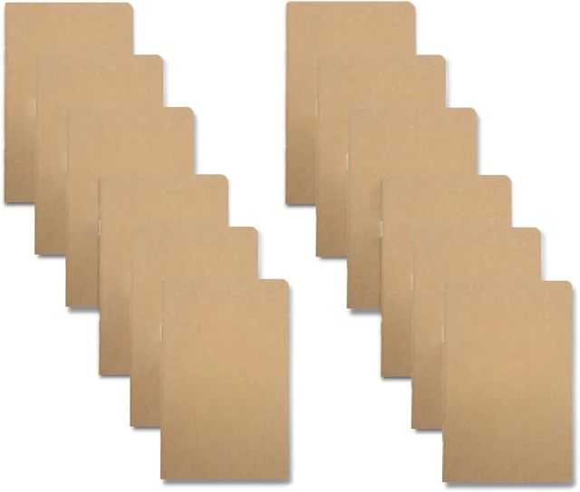 Alt view image 4 of 7 - Yansanido 12 Pcs 5.5 Inch x 3.5 Inch Brown Cover Pocket Notebook 32 Sheets (64 Pages) Blank Pages 70 Gsm Paper (Brown, Blank)