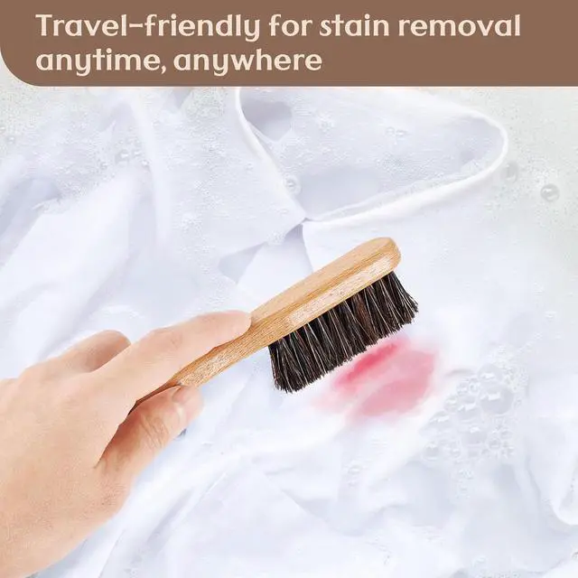 Alt view image 5 of 7 - 3 Pcs Wood Laundry Stain Brush Stain Remover Brushes with Boar Bristle Small Stain Brush for Clothes for Scrubbing Stains from Furniture Fabric Leather(3 Pcs C)