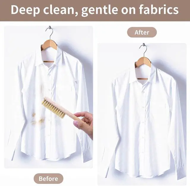 Alt view image 4 of 7 - Wood Laundry Stain Brush with Boar Bristle, Tough Stain Remover for Delicate Fabric, Cotton, Linens, and Shoes, Laundry Scrub Brush for Fresh and Clean Fabric
