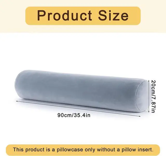 Alt view image 2 of 7 - Long Round Body Pillow Cover, 7.9 x 35 Inch Soft Velvet Body Pillow Long Bodys Pillowcases with Zipper Closure Dark Gray Round Bolster Pillowcases for Bedroom Living Room Pillow Insert Not Included