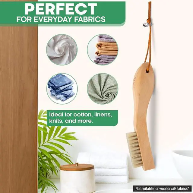 Alt view image 7 of 7 - Laundry Brush Stain Remover Scrubber with Soft White Boar Bristles for Delicate Baby Clothes, Compact Design, Pre-Treat Clothing, Shoes and Fabrics