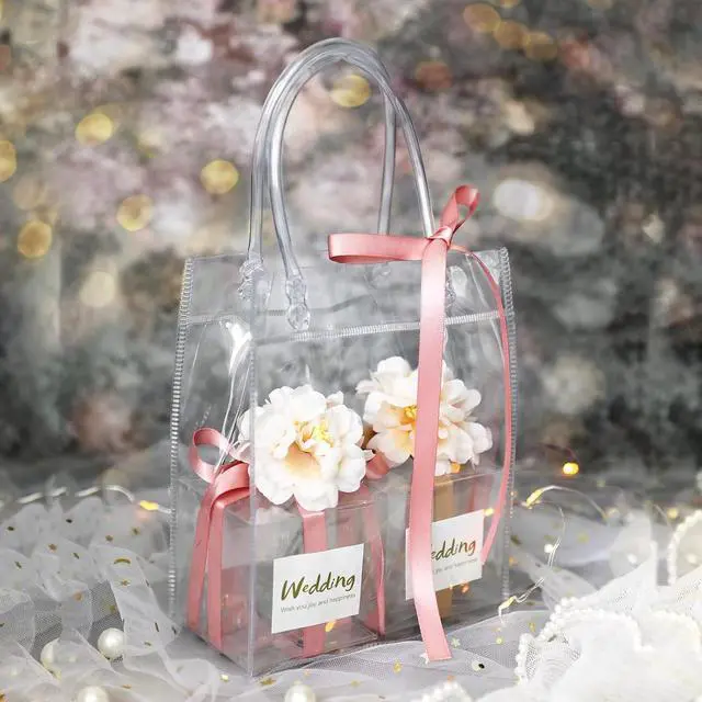 Alt view image 2 of 7 - WhizToys PVC Clear Gift Bags with Handles, 12 PCS, 5.9x7.9x2.8In