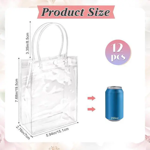 Alt view image 3 of 7 - WhizToys PVC Clear Gift Bags with Handles, 12 PCS, 5.9x7.9x2.8In