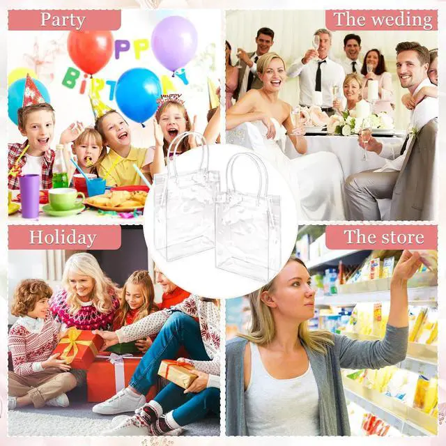 Alt view image 7 of 7 - WhizToys PVC Clear Gift Bags with Handles, 12 PCS, 5.9x7.9x2.8In