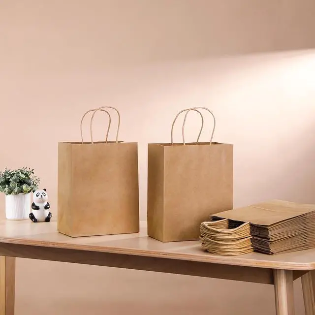 Alt view image 5 of 7 - SUNCOLOR Brown Kraft Paper Gift Bags with Twisted Handles, 8x4.5x10 Inch, Medium, 25 Pack, for Shopping, Party Favors, Wedding