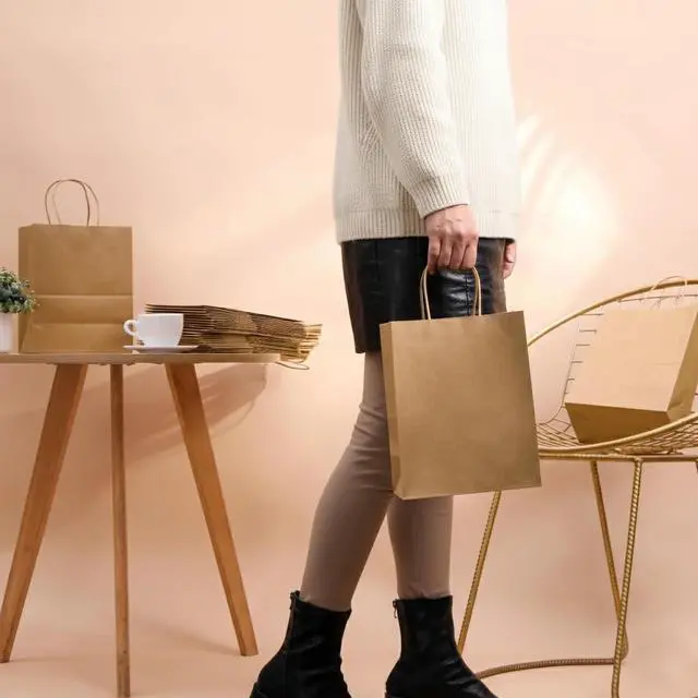 Alt view image 7 of 7 - SUNCOLOR Brown Kraft Paper Gift Bags with Twisted Handles, 8x4.5x10 Inch, Medium, 25 Pack, for Shopping, Party Favors, Wedding