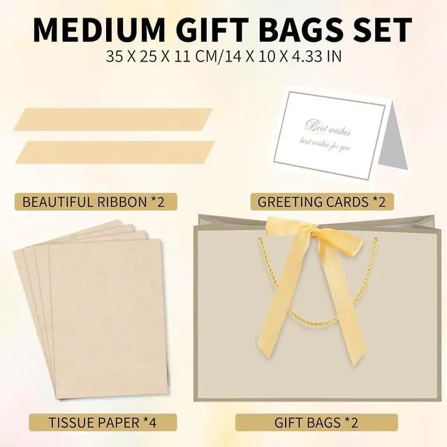 Alt view image 2 of 7 - woric 2 Pcs Gift Bags with Handles, 14" Medium Gift Bag with Tissue Paper