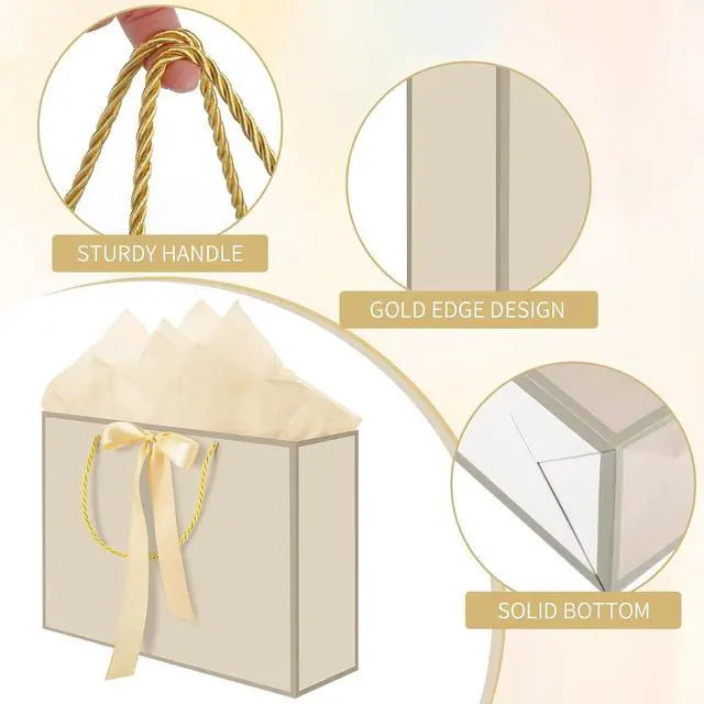Alt view image 3 of 7 - woric 2 Pcs Gift Bags with Handles, 14" Medium Gift Bag with Tissue Paper