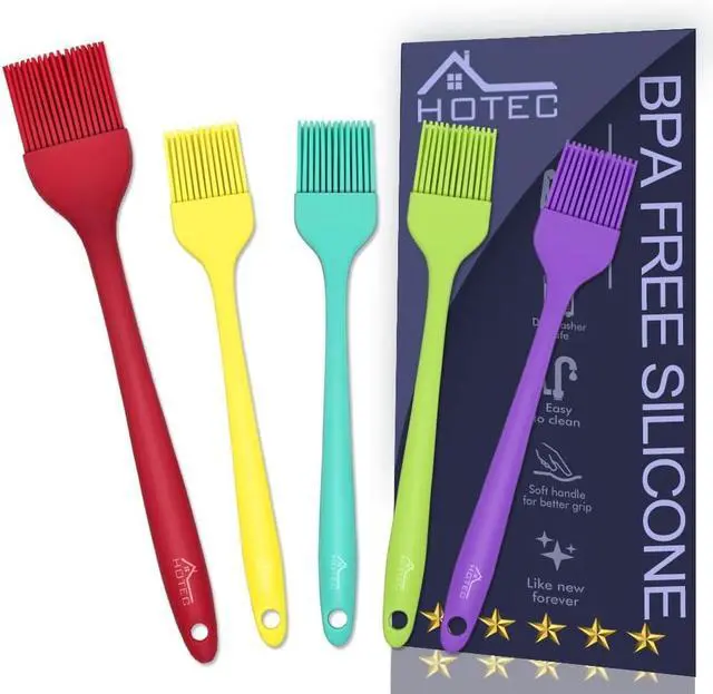 Main image of HOTEC 600 Heat Resistant BPA Free Silicone Marinading Meat Grill Basting Pastry Brush for Oil Butter Sauce Sausages Desserts Turkey Baster Grill Barbecue, Multicolor