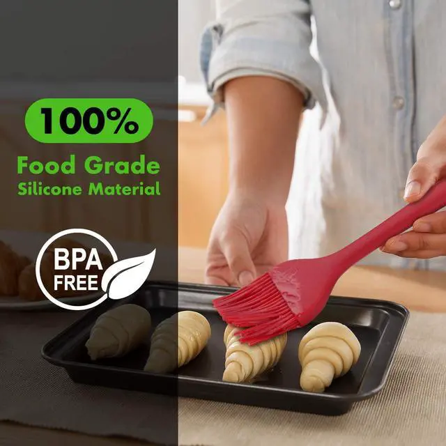 Alt view image 3 of 7 - HOTEC 600 Heat Resistant BPA Free Silicone Marinading Meat Grill Basting Pastry Brush for Oil Butter Sauce Sausages Desserts Turkey Baster Grill Barbecue, Multicolor