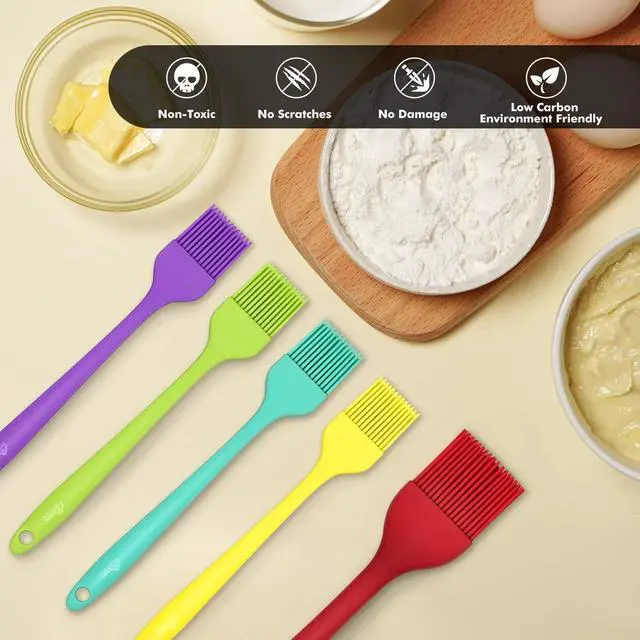 Alt view image 5 of 7 - HOTEC 600 Heat Resistant BPA Free Silicone Marinading Meat Grill Basting Pastry Brush for Oil Butter Sauce Sausages Desserts Turkey Baster Grill Barbecue, Multicolor