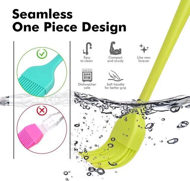 Alt view image 6 of 7 - HOTEC 600 Heat Resistant BPA Free Silicone Marinading Meat Grill Basting Pastry Brush for Oil Butter Sauce Sausages Desserts Turkey Baster Grill Barbecue, Multicolor
