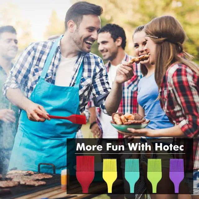 Alt view image 7 of 7 - HOTEC 600 Heat Resistant BPA Free Silicone Marinading Meat Grill Basting Pastry Brush for Oil Butter Sauce Sausages Desserts Turkey Baster Grill Barbecue, Multicolor