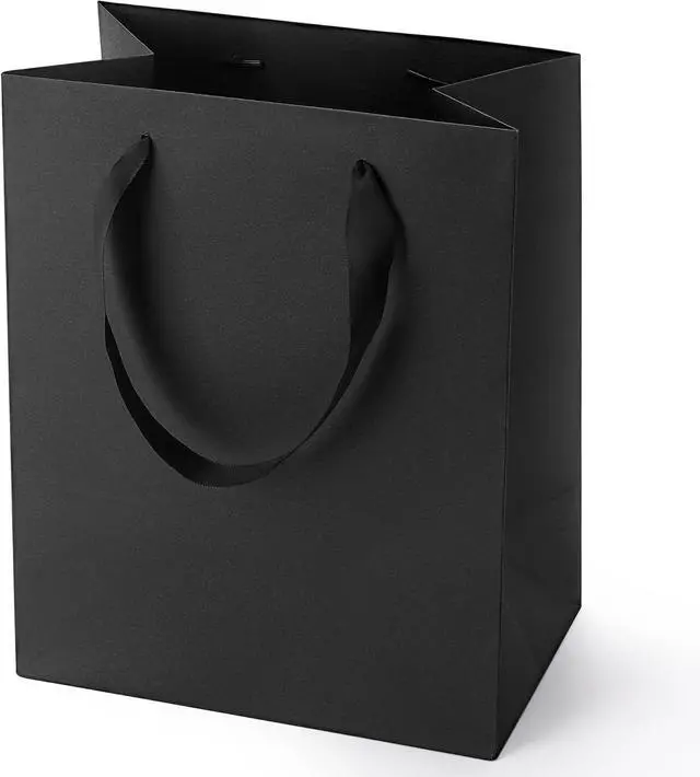 Main image of PrimeSign Black Gift Bags with Handles, 6 Pack 8x5x10 Inch Paper Bags