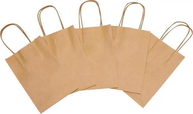 Alt view image 7 of 7 - SUNCOLOR 24-Pack Brown Gift Bags with Handles, 8" Small Paper Bags for Goodies, Rustic Weddings, Business Events, DIY Crafts, Party Favors & Shopping