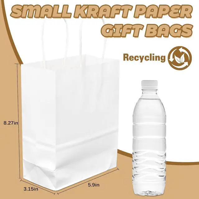 Alt view image 2 of 6 - MAQIHAN White Gift Bags - 15 Pcs Small Kraft Gift Bags