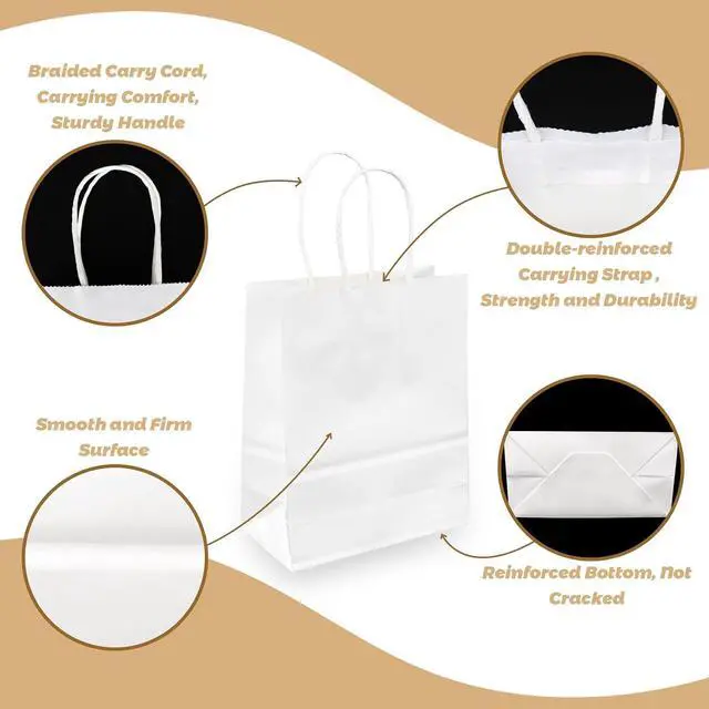 Alt view image 3 of 6 - MAQIHAN White Gift Bags - 15 Pcs Small Kraft Gift Bags