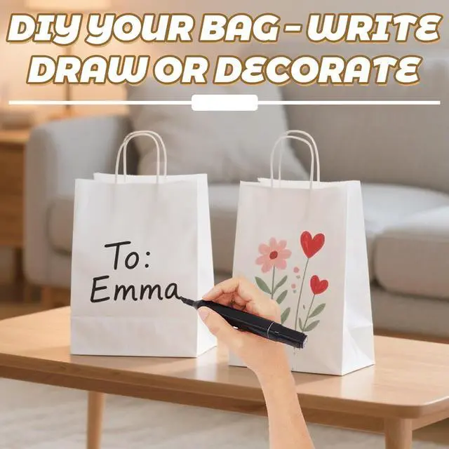 Alt view image 5 of 6 - MAQIHAN White Gift Bags - 15 Pcs Small Kraft Gift Bags