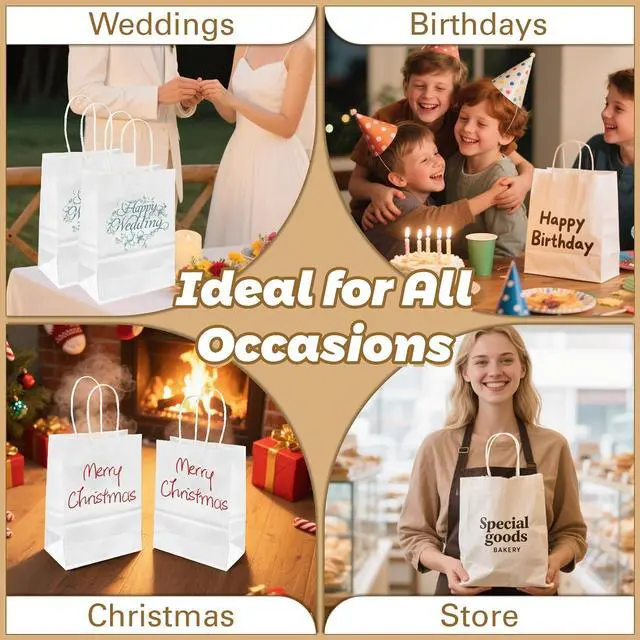 Alt view image 6 of 6 - MAQIHAN White Gift Bags - 15 Pcs Small Kraft Gift Bags