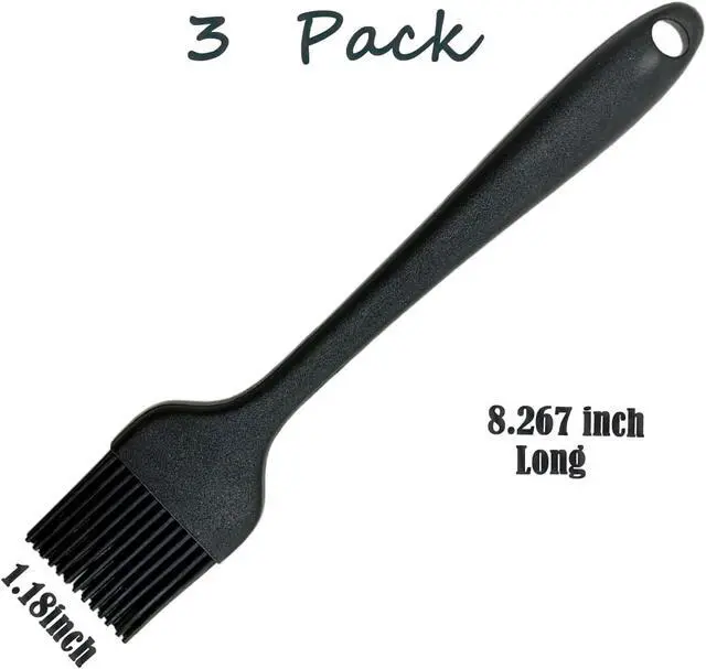 Alt view image 2 of 6 - Pastry Brush For Baking,Silicone Basting Brush For Cooking,315°C Heat Resistant Food Brush for Oil & Sauce,Non-Shedding for Kitchen Butter Bread Meat Egg Wash Cake Baster(3pc Red Black Purple)