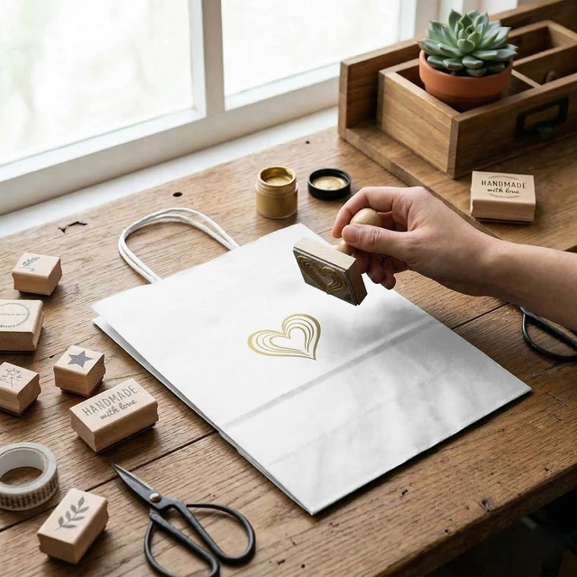 Alt view image 5 of 7 - DEWJDFSC 25Pcs White Paper Gift Bags with Handles Bulk Medium 8.3x4.3x10.5 Inch White Kraft Paper Bags for Gifts, Festival, Shopping, Retail, Party