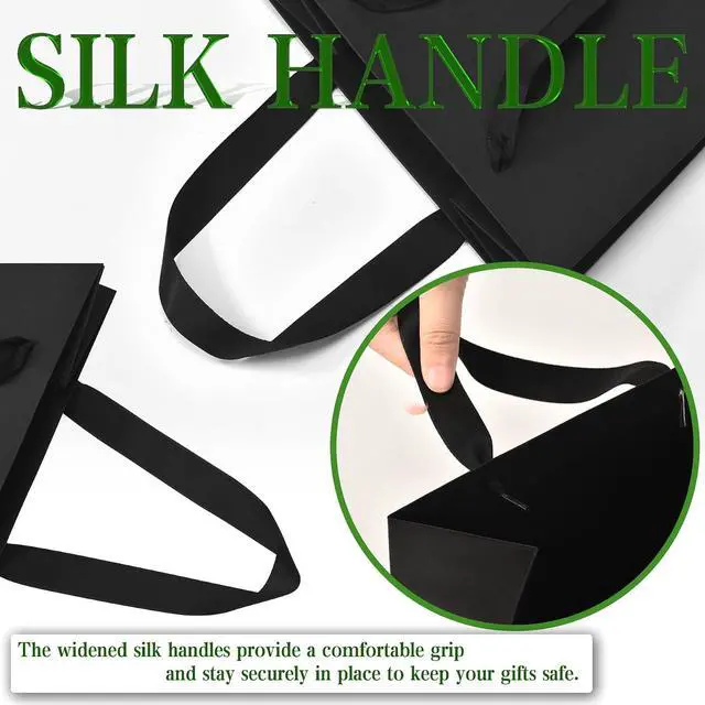 Alt view image 4 of 6 - GEGIBOA Extra Large Black Gift Bags with Handles, 3 Pack 15x6x12 Inch