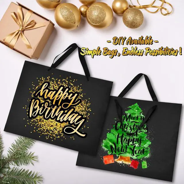 Alt view image 6 of 6 - GEGIBOA Extra Large Black Gift Bags with Handles, 3 Pack 15x6x12 Inch