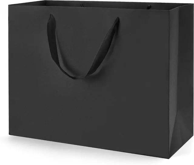 Main image of MOXARYSU Extra Large Black Gift Bags: 16x6x12 Inch 3pcs Black Paper Bags With Handles Bulk For Party Shopping Birthday Wedding (XL-3)