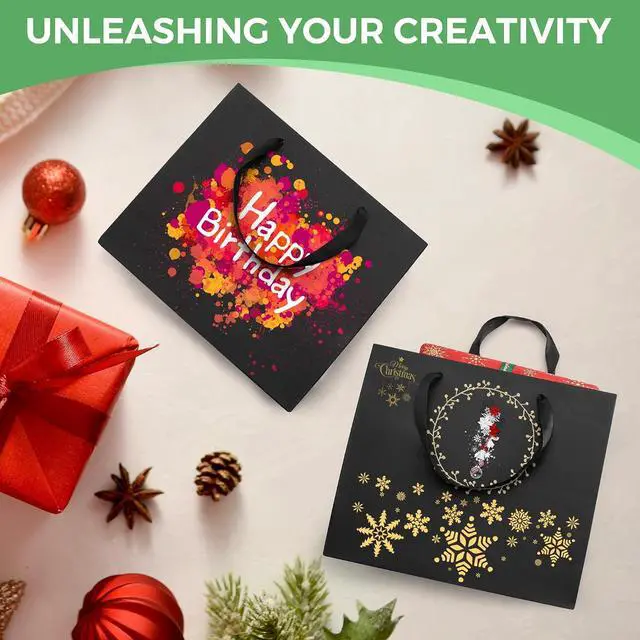 Alt view image 6 of 6 - MOXARYSU Extra Large Black Gift Bags: 16x6x12 Inch 3pcs Black Paper Bags With Handles Bulk For Party Shopping Birthday Wedding (XL-3)