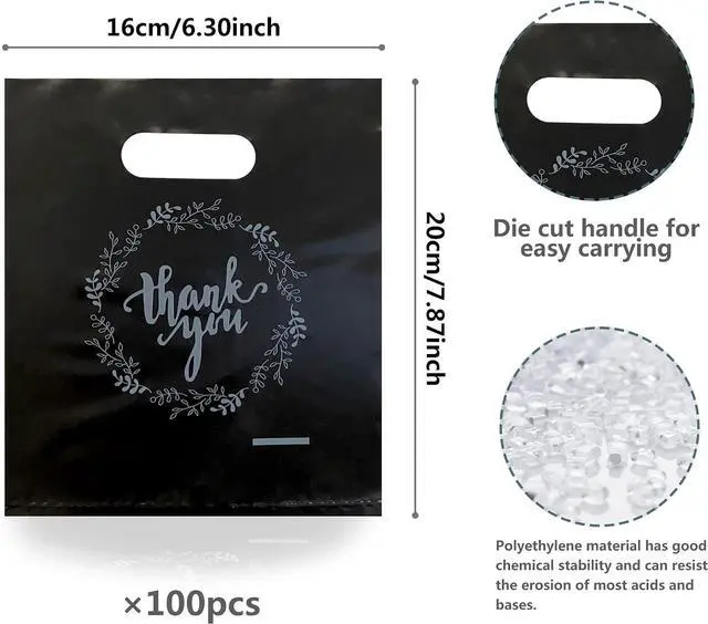 Alt view image 3 of 5 - Plastic Thank You Merchandise Bags for Birthday Party Baby Shower Wedding Christmas Retirements