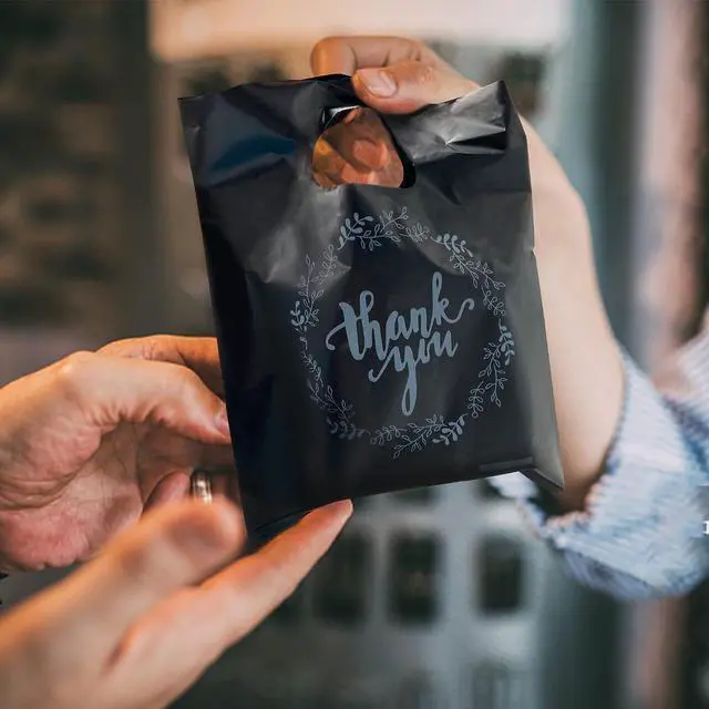 Alt view image 4 of 5 - Plastic Thank You Merchandise Bags for Birthday Party Baby Shower Wedding Christmas Retirements