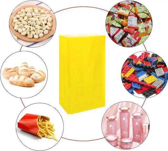 Alt view image 4 of 7 - KEYYOOMY Mini Yellow Paper Bags Yellow Party Favor Bags Small Party Goodie Bag Paper Lunch Bag (24 CT, 3.5 X 2.4 X 7.1 In)