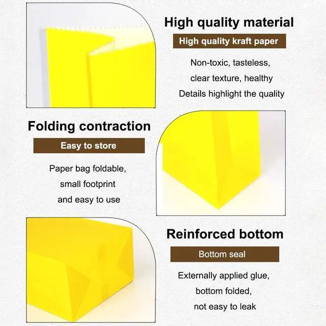 Alt view image 5 of 7 - KEYYOOMY Mini Yellow Paper Bags Yellow Party Favor Bags Small Party Goodie Bag Paper Lunch Bag (24 CT, 3.5 X 2.4 X 7.1 In)