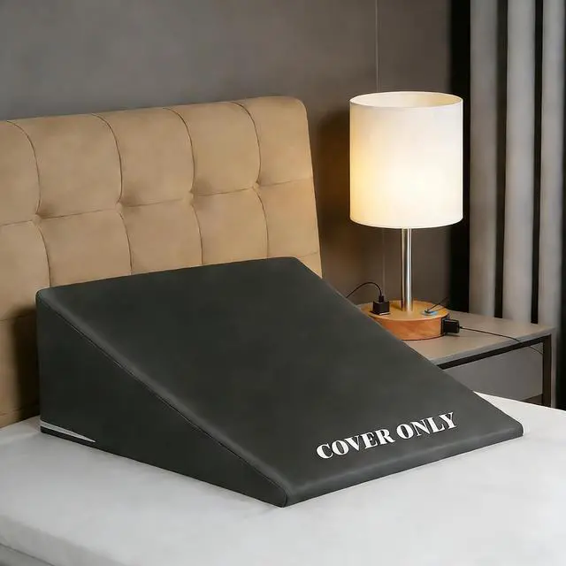 Main image of Wedge Pillow Case Cover for Style Protection, Thickened Satin Fabric Soft & Skin-Friendly, Wedge Pillow Cover with Zipper for Easy Install, Machine Washable (Dark Grey, 25"x25"x8")