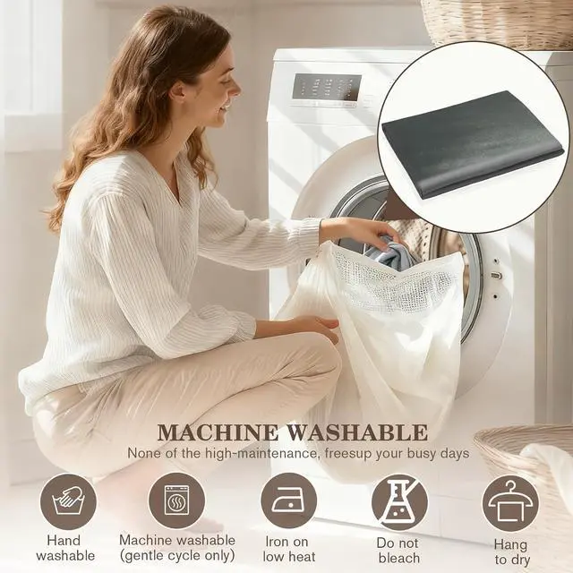 Alt view image 7 of 7 - Wedge Pillow Case Cover for Style Protection, Thickened Satin Fabric Soft & Skin-Friendly, Wedge Pillow Cover with Zipper for Easy Install, Machine Washable (Dark Grey, 25"x25"x8")