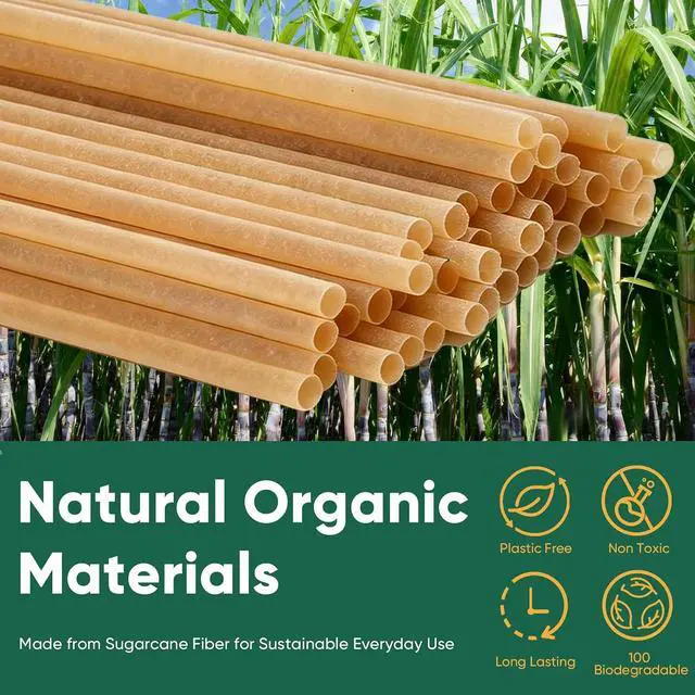 Alt view image 3 of 7 - 200 Pack Short Sugarcane Straws, 5 Inch Compostable Cocktail Straws, Stirrer Straws for Cold Drinks, Party, Bars - Sturdy Plastic-Free, Non-Soggy, Biodegradable Disposable Straws