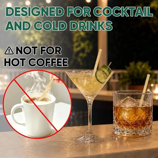 Alt view image 4 of 7 - 200 Pack Short Sugarcane Straws, 5 Inch Compostable Cocktail Straws, Stirrer Straws for Cold Drinks, Party, Bars - Sturdy Plastic-Free, Non-Soggy, Biodegradable Disposable Straws