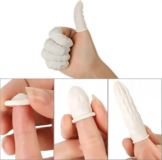 Alt view image 4 of 7 - BTYMS 400 Count Latex Finger Cots Medium Fingertip Gloves Disposable Finger Rubber Tips Protector Anti-Static