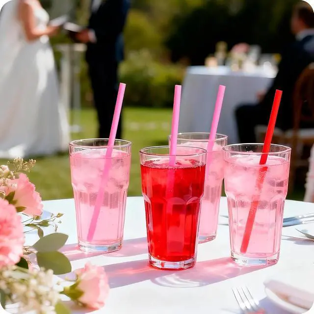 Alt view image 7 of 7 - 25pcs Heart Shaped Pink Straws 8mm-Individually Wrapped Disposable Straws