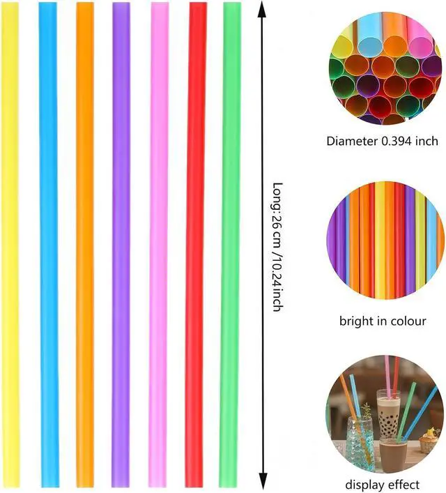 Alt view image 2 of 7 - YAOSHENG 100 Pack Smoothie Straws, Boba Straws, 10.24 Inches Straws Disposable, Drinking Straws Disposable in Assorted Bright Colors (100)