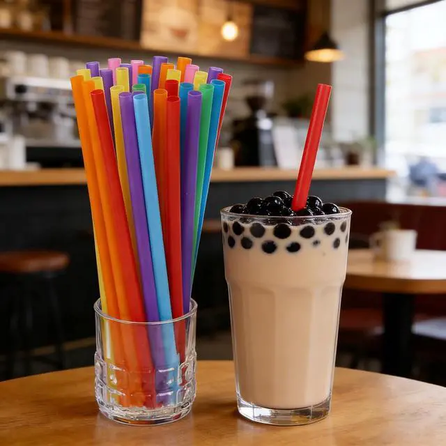 Alt view image 3 of 7 - YAOSHENG 100 Pack Smoothie Straws, Boba Straws, 10.24 Inches Straws Disposable, Drinking Straws Disposable in Assorted Bright Colors (100)