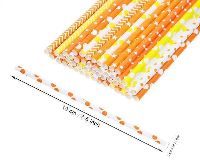 Alt view image 2 of 7 - Paper Straws 50Pcs Assorted Disposable Drinking Straws for Birthday Christmas Wedding Halloween Bridal Shower Cocktail Juice Party Decoration (50, Mixed Yellow Orange)