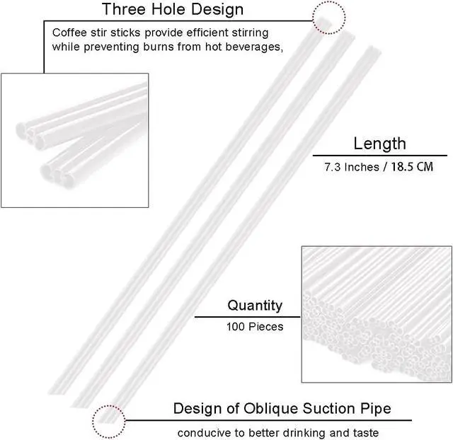 Alt view image 6 of 7 - Ouliget Three Hole Coffee Stirrers Sticks Individually Wrapped,2 in 1 Disposable Plastic Coffee Straw for Coffee Milk Tea Cocktail Party Drinking Supplies,7.3 Inches (White)