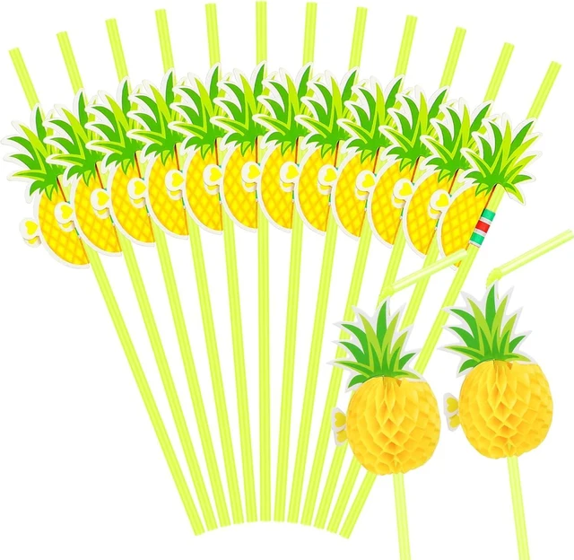 Main image of Hysagtek 50 Pcs Pineapple Straws Pineapple Drinking Straws Tropical Straws Cocktail Straws Hawaiian Straws for Luau Party, Pool Party, Birthday Party, Hawaiian Party Tableware Decorations Supplies