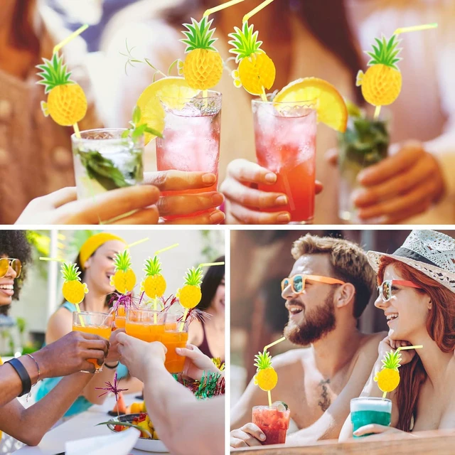 Alt view image 6 of 7 - Hysagtek 50 Pcs Pineapple Straws Pineapple Drinking Straws Tropical Straws Cocktail Straws Hawaiian Straws for Luau Party, Pool Party, Birthday Party, Hawaiian Party Tableware Decorations Supplies