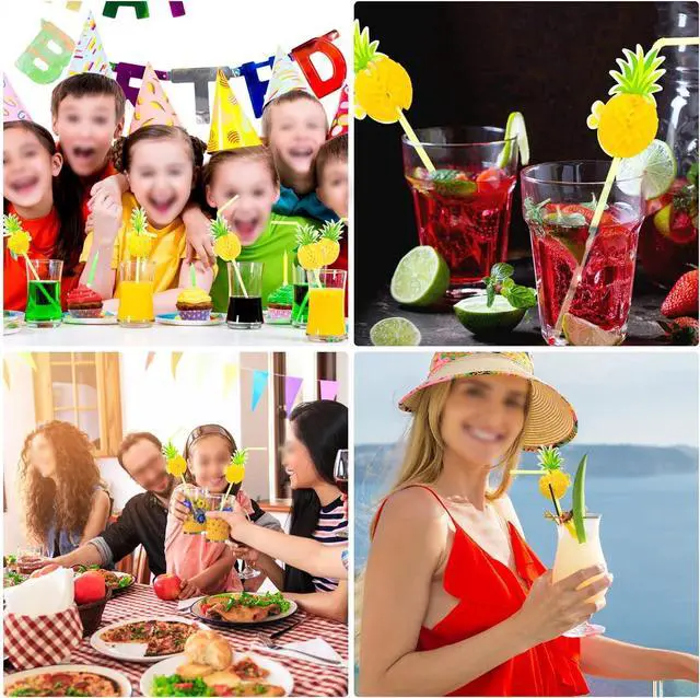 Alt view image 7 of 7 - Hysagtek 50 Pcs Pineapple Straws Pineapple Drinking Straws Tropical Straws Cocktail Straws Hawaiian Straws for Luau Party, Pool Party, Birthday Party, Hawaiian Party Tableware Decorations Supplies