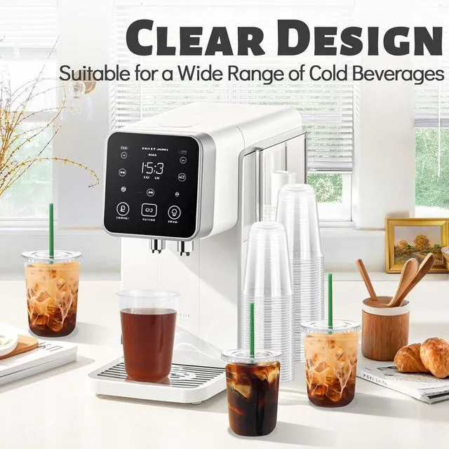 Alt view image 6 of 7 - GGOLDMER 25 Set 16oz Clear Round Bottom Plastic Cups with Lids and Straws