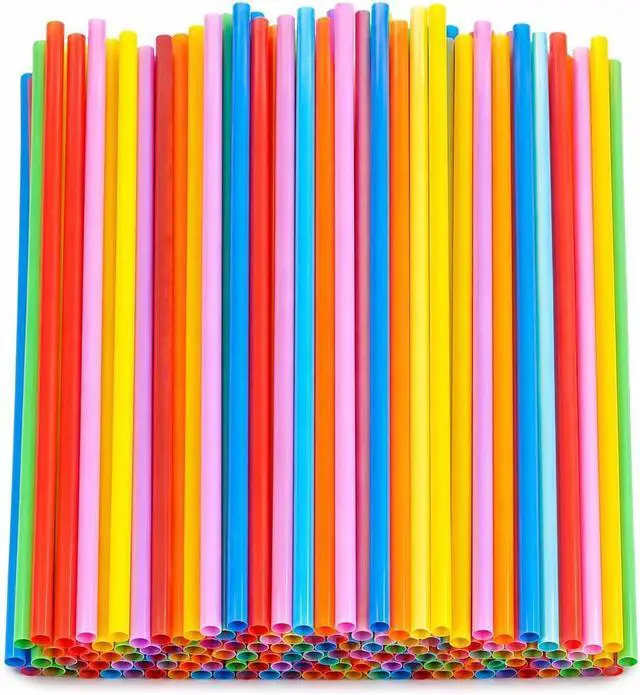 Main image of 100Pcs Colorful Plastic Drinking Straws, 10.26 Inch Extra Long Disposable Straight Straws, 0.23 Inch Diameter for Iced Coffee, Juice, Soda, Cocktails, Parties and Tall Cups