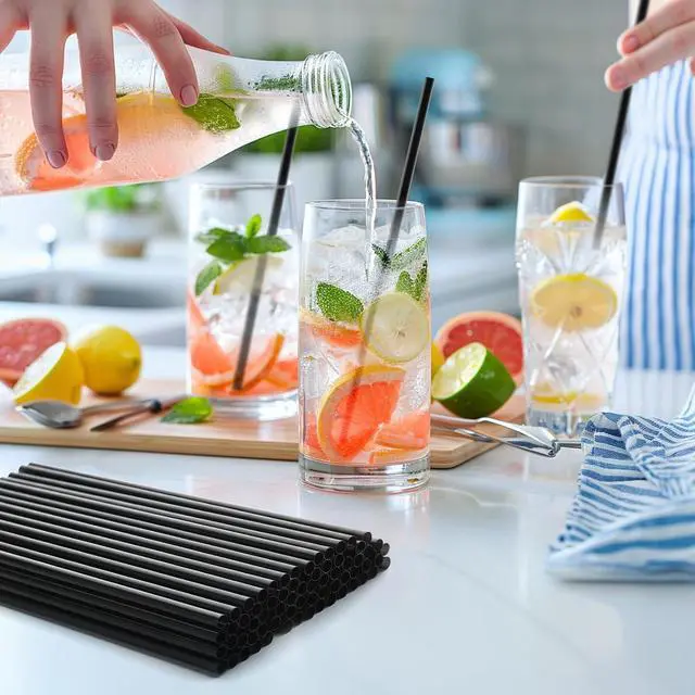 Alt view image 5 of 7 - 200 PCS Black Plastic Disposable Drinking Straws | 10.23" x 0.24" | Unwrapped Straws Plastic for Party, Home, Travel | BPA-Free | Value Pack | Made in USA
